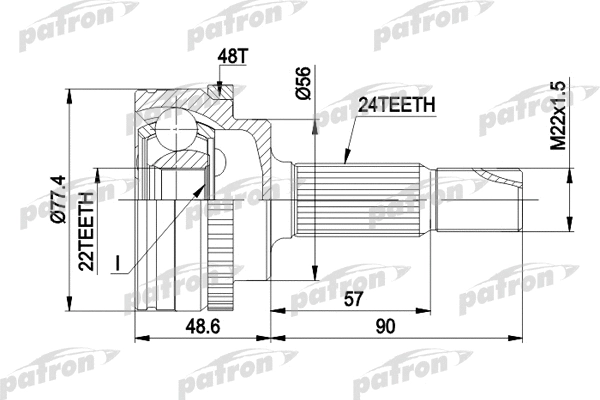 PCV1447 PATRON Шарнирный комплект, приводной вал (фото 1)