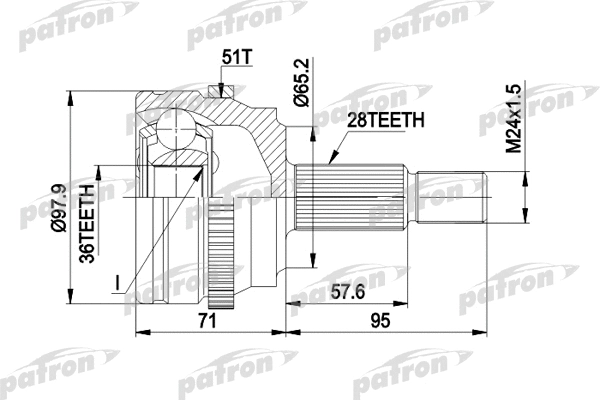 PCV1453 PATRON Шарнирный комплект, приводной вал (фото 1)