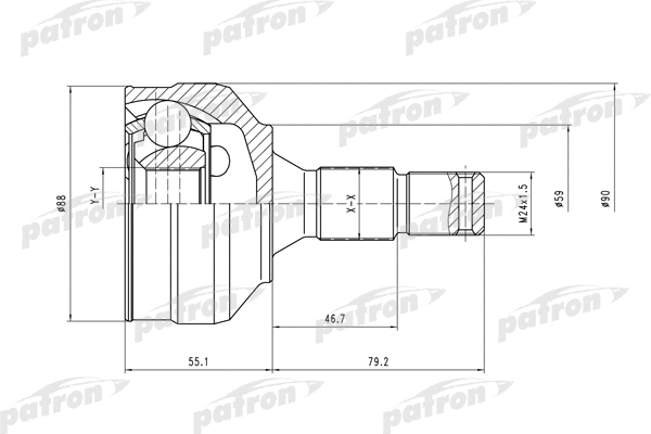 PCV1455 PATRON Шарнирный комплект, приводной вал (фото 1)