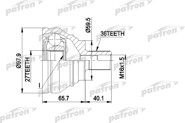 PCV1463 PATRON Шарнирный комплект, приводной вал (фото 1)