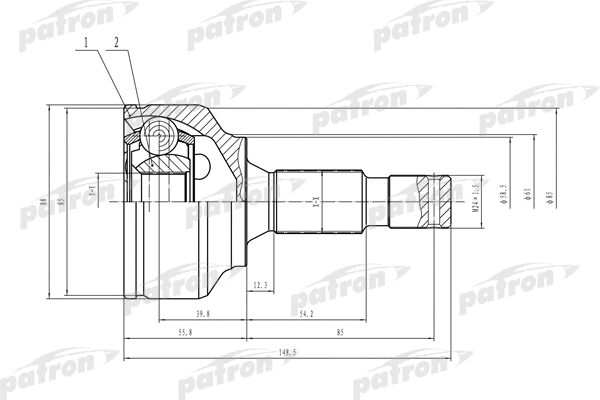 PCV1469 PATRON Шарнирный комплект, приводной вал (фото 1)