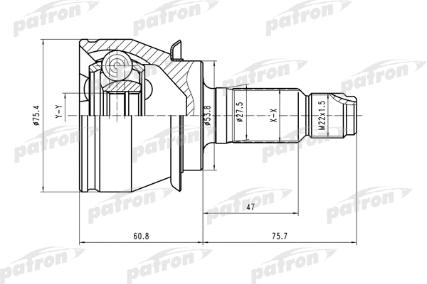 PCV1480 PATRON Шарнирный комплект, приводной вал (фото 1)