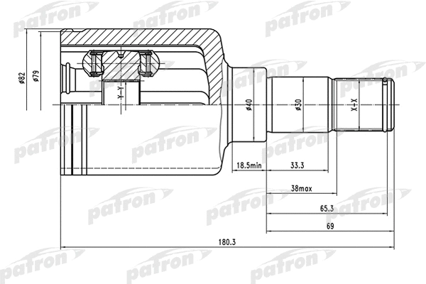 PCV1486 PATRON Шарнирный комплект, приводной вал (фото 1)