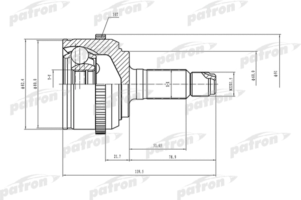 PCV1503 PATRON Шарнирный комплект, приводной вал (фото 1)