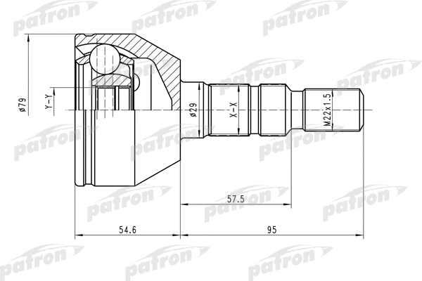 PCV1504 PATRON Шарнирный комплект, приводной вал (фото 1)