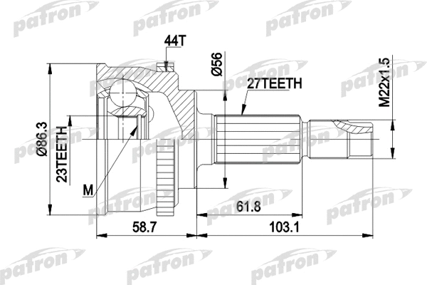 PCV1508 PATRON Шарнирный комплект, приводной вал (фото 1)