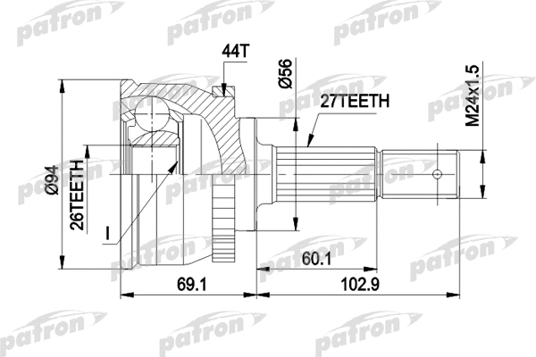 PCV1509 PATRON Шарнирный комплект, приводной вал (фото 1)