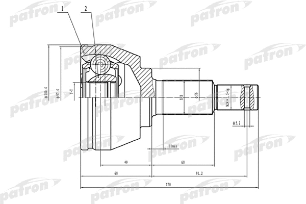 PCV1537 PATRON Шарнирный комплект, приводной вал (фото 1)