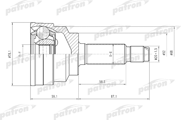 PCV1548 PATRON Шарнирный комплект, приводной вал (фото 1)