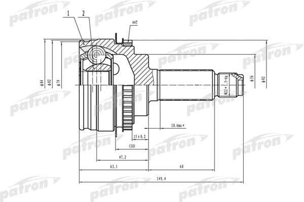 PCV1554 PATRON Шарнирный комплект, приводной вал (фото 1)