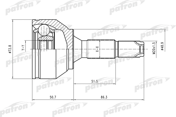 PCV1561 PATRON Шарнирный комплект, приводной вал (фото 1)