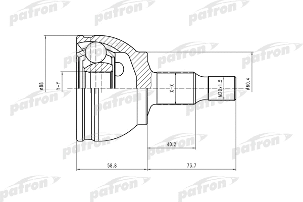 PCV1590 PATRON Шарнирный комплект, приводной вал (фото 1)