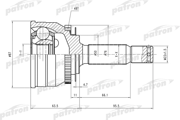 PCV1607 PATRON Шарнирный комплект, приводной вал (фото 1)