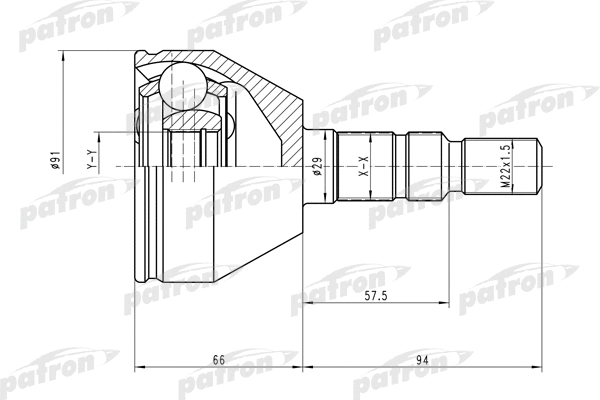 PCV1613 PATRON Шарнирный комплект, приводной вал (фото 1)