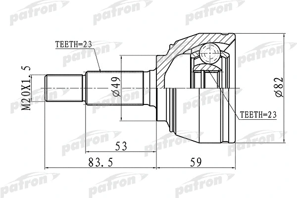 PCV1667 PATRON Шарнирный комплект, приводной вал (фото 1)