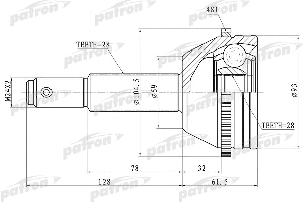 PCV1674 PATRON Шарнирный комплект, приводной вал (фото 1)