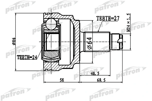 PCV1796 PATRON Шарнирный комплект, приводной вал (фото 1)