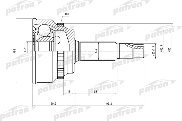 PCV2175 PATRON Шарнирный комплект, приводной вал (фото 1)