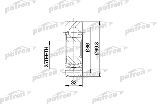 PCV3020 PATRON Шарнирный комплект, приводной вал (фото 1)