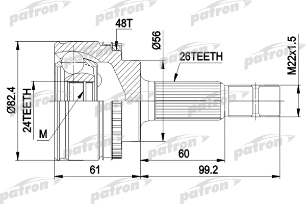 PCV3445 PATRON Шарнирный комплект, приводной вал (фото 1)
