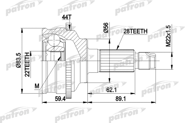 PCV3850 PATRON Шарнирный комплект, приводной вал (фото 1)