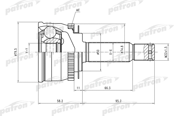 PCV3902 PATRON Шарнирный комплект, приводной вал (фото 1)