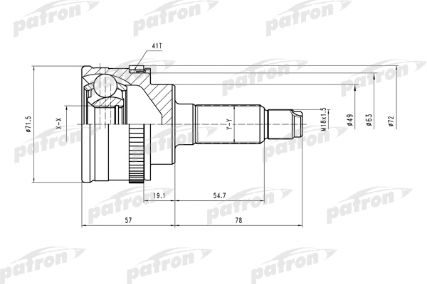 PCV3987 PATRON Шарнирный комплект, приводной вал (фото 1)