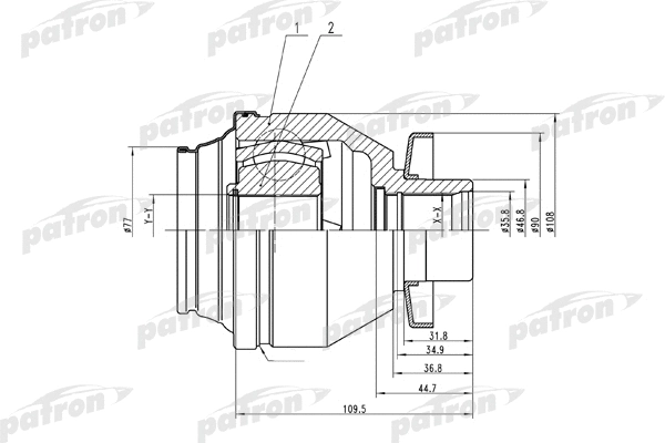 PCV4843 PATRON Шарнирный комплект, приводной вал (фото 1)