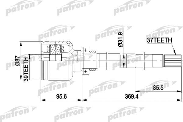 PCV5016 PATRON Шарнирный комплект, приводной вал (фото 1)
