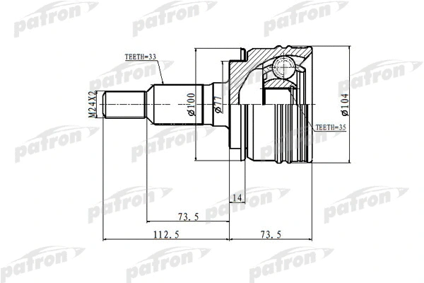 PCV6872 PATRON Шарнирный комплект, приводной вал (фото 1)
