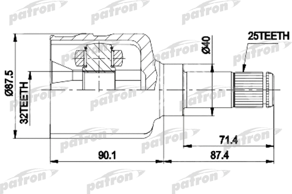 PCV9536 PATRON Шарнирный комплект, приводной вал (фото 1)