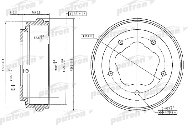 PDR1062 PATRON Тормозной барабан (фото 1)