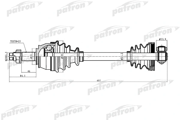 PDS0235 PATRON Приводной вал (фото 1)