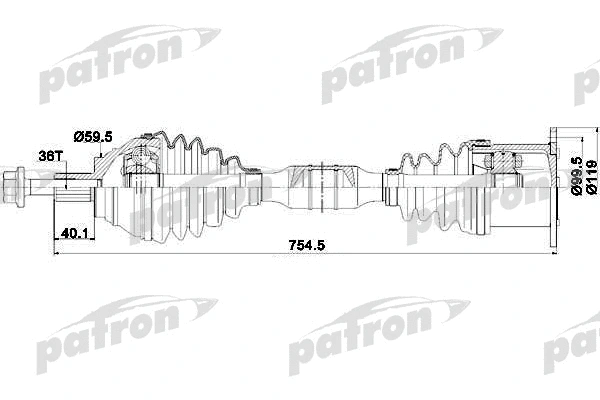 PDS0254 PATRON Приводной вал (фото 1)