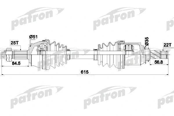 PDS0288 PATRON Приводной вал (фото 1)