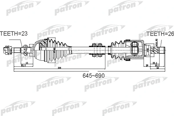 PDS0526 PATRON Приводной вал (фото 1)
