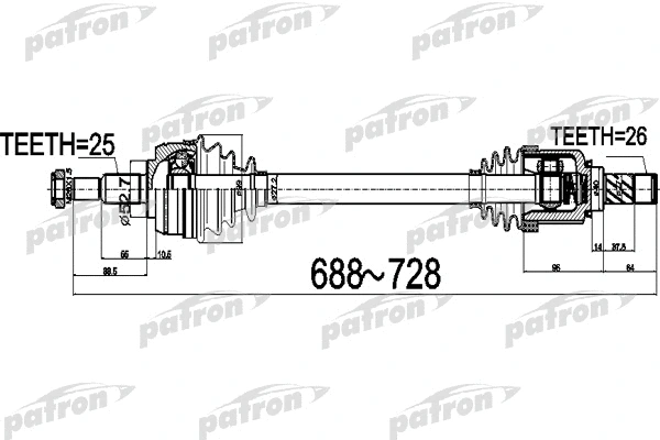 PDS0529 PATRON Приводной вал (фото 1)