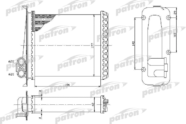 PRS2046 PATRON Теплообменник, отопление салона (фото 1)