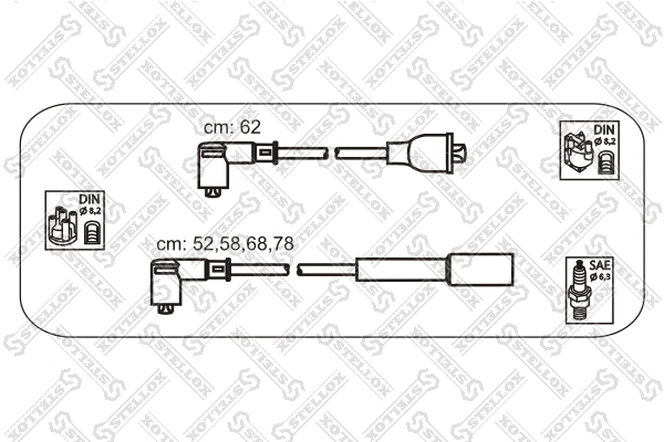 10-38487-SX STELLOX Комплект проводов зажигания (фото 1)