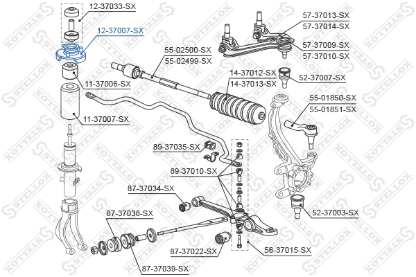 12-37007-SX STELLOX Опора стойки амортизатора (фото 2)