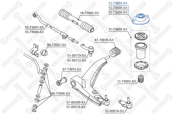 12-73007-SX STELLOX Опора стойки амортизатора (фото 2)