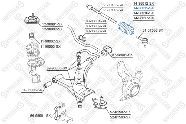14-98015-SX STELLOX Пыльник, рулевое управление (фото 2)