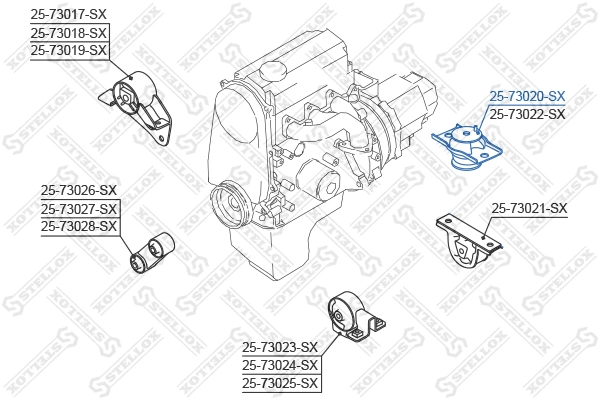 25-73020-SX STELLOX Подвеска, двигатель (фото 1)