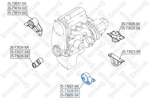 25-73024-SX STELLOX Подвеска, двигатель (фото 1)