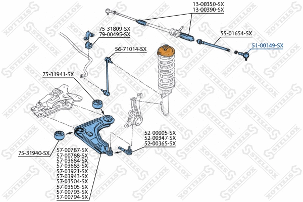 51-00149-SX STELLOX Наконечник поперечной рулевой тяги (фото 2)