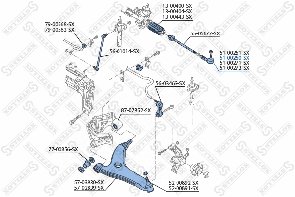 51-00250-SX STELLOX Наконечник поперечной рулевой тяги (фото 2)