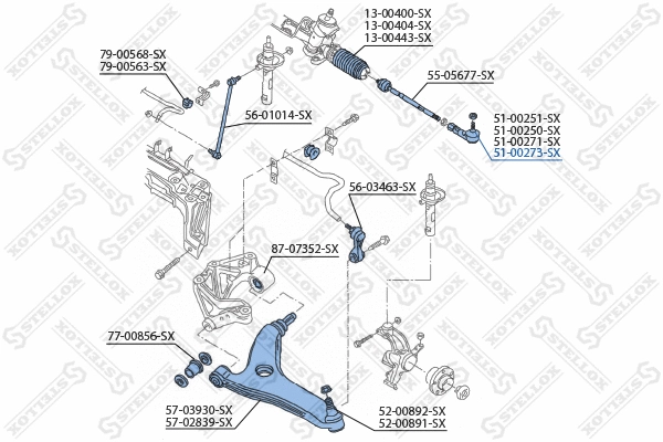 51-00273-SX STELLOX Наконечник поперечной рулевой тяги (фото 2)