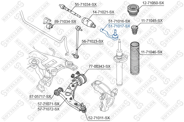 51-71017-SX STELLOX Наконечник поперечной рулевой тяги (фото 1)