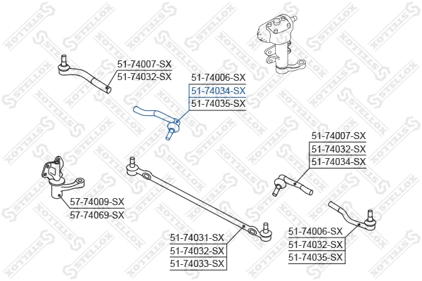 51-74034-SX STELLOX Наконечник поперечной рулевой тяги (фото 1)