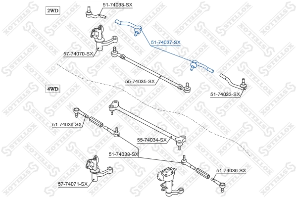 51-74037-SX STELLOX Наконечник поперечной рулевой тяги (фото 1)